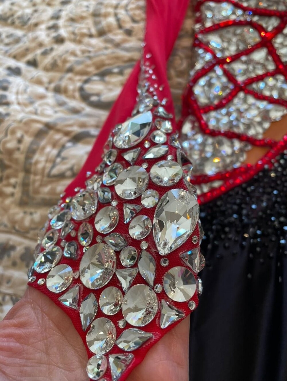 Artistry In Motion Red and Black Smooth Ballroom Dress - Picture 5 of 5